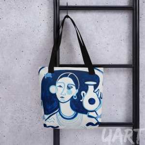Tote bag « Peasant Woman in Blue Tone » by Anastasiya Bonishko