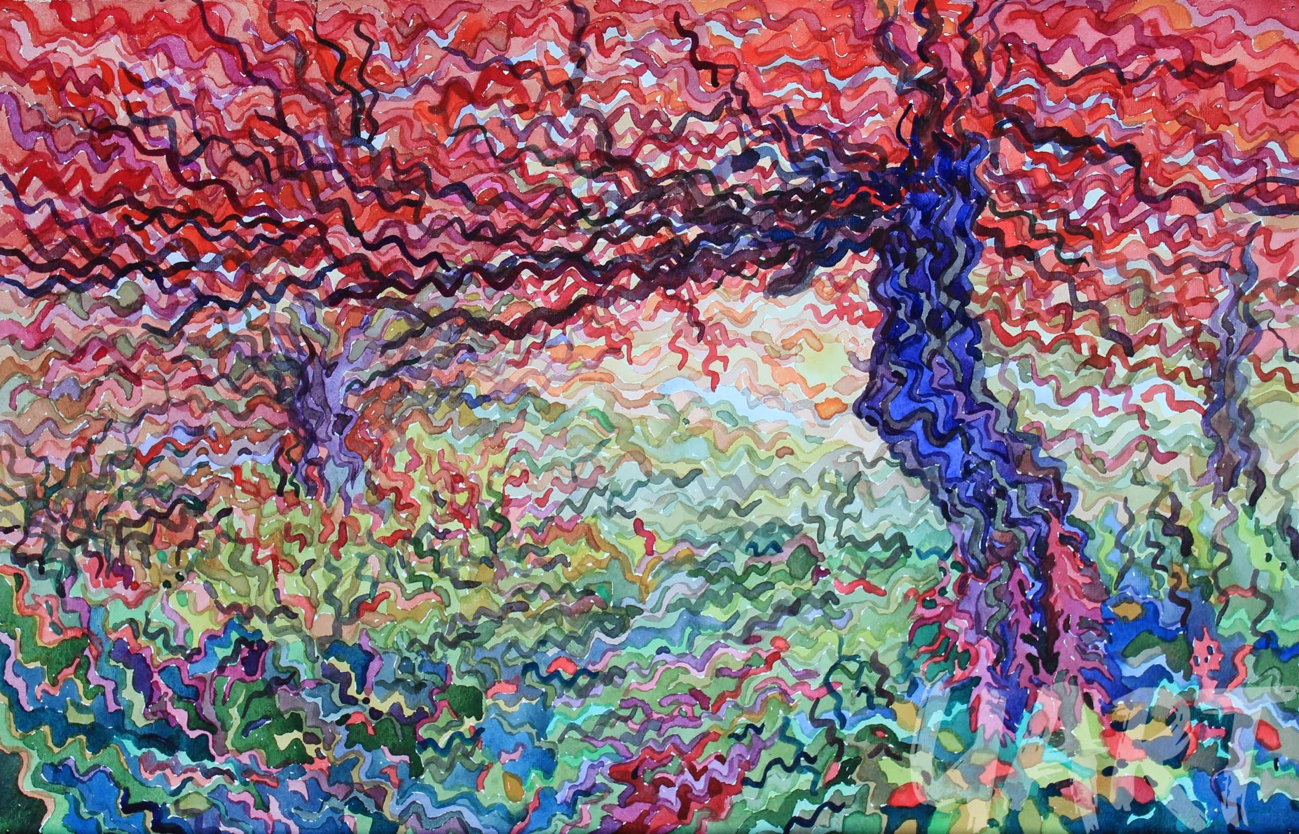 Tanbelia 'Carpathian Autumn Forest', 32 x 50 cm, watercolor, 2021