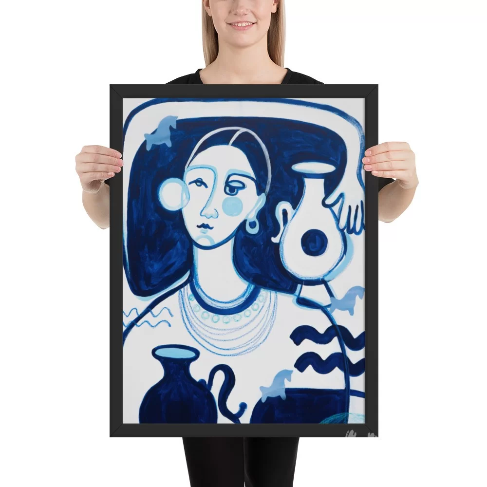 Framed poster «Peasant Woman in Blue Tone» by Anastasiya Bonishko