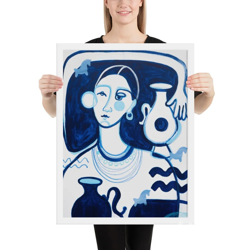 Framed poster «Peasant Woman in Blue Tone» by Anastasiya Bonishko - Image 2