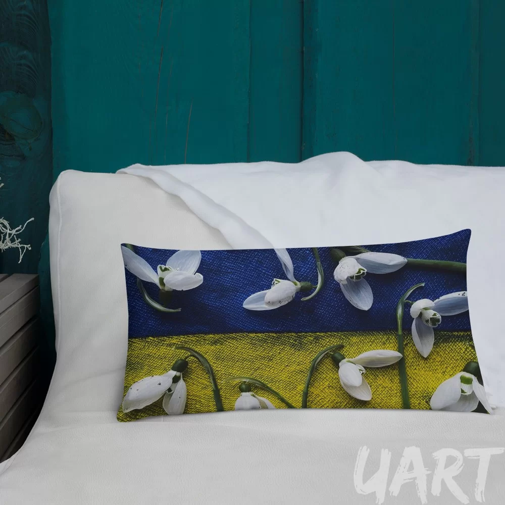 Premium Pillow «Snowdrops of Freedom. Ukraine» by Darya Nakvakina - Image 3