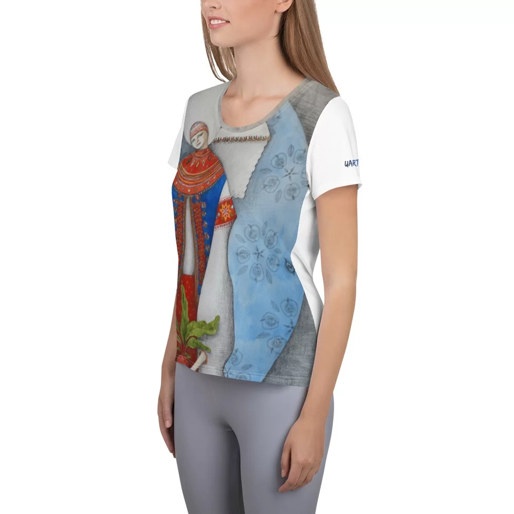 All-Over Print Women's Athletic T-shirt «Sprout» by Olya Haydamaka - Image 2