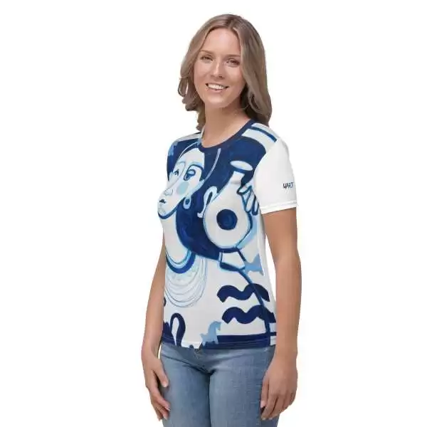 Women's T-shirt «Peasant Woman in Blue Tone» by Anastasiya Bonishko