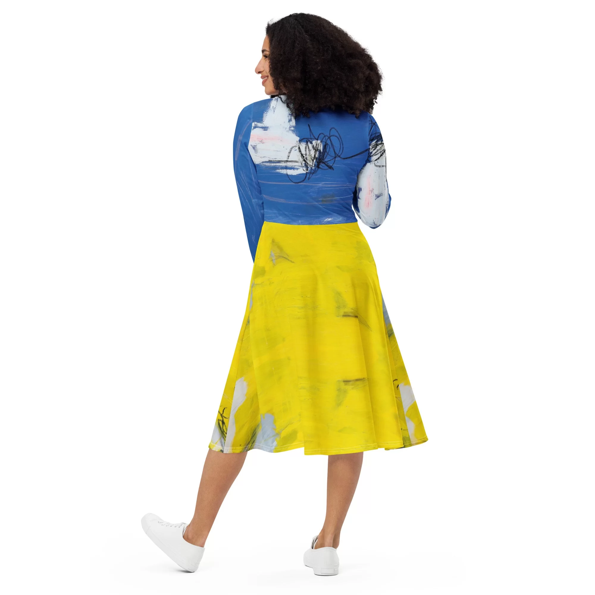 All-over print long sleeve midi dress «Everything will be Ukraine» by Tanya Lytko - Image 2