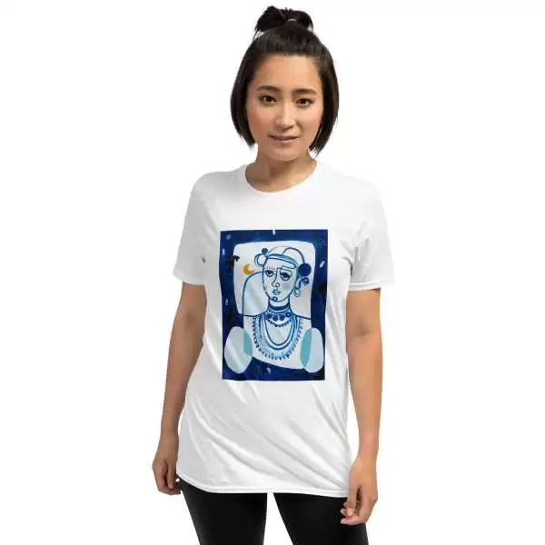 Short-Sleeve Unisex T-Shirt «Woman in Blue Tone. Panyanka» by Anastasiya Bonishko
