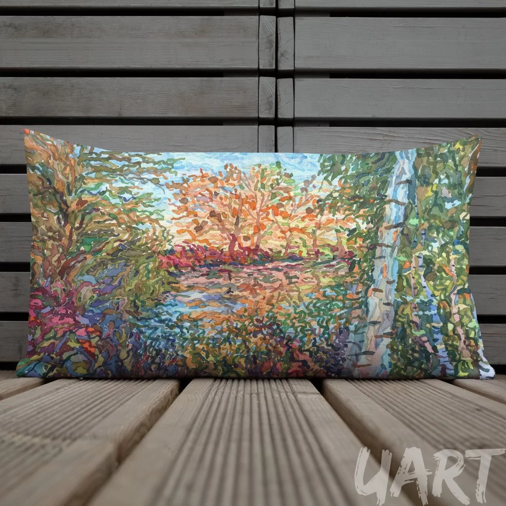Premium Pillow with artwork «Forest around the pond» by Tanbelia - Image 3
